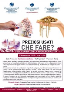 ROMA | PREZIOSI USATI CHE FARE? @ Sede Promo.ter (piano V) - Confcommercio Roma  | Roma | Lazio | Italia