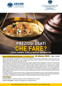 FERRARA | PREZIOSI USATI: CHE FARE? @ Ascom Confcommercio Ferrara | Ferrara | Emilia-Romagna | Italia